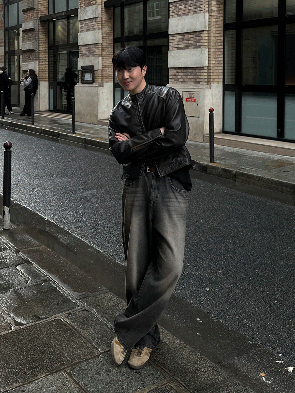 [Paris] Vintage biker leather jacket